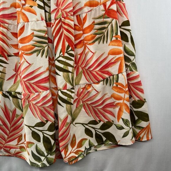 Madden NYC Dress Womens Sz L Juniors Flutter Sleeve Cut Out Boho Tropical Orange - Picture 8 of 13